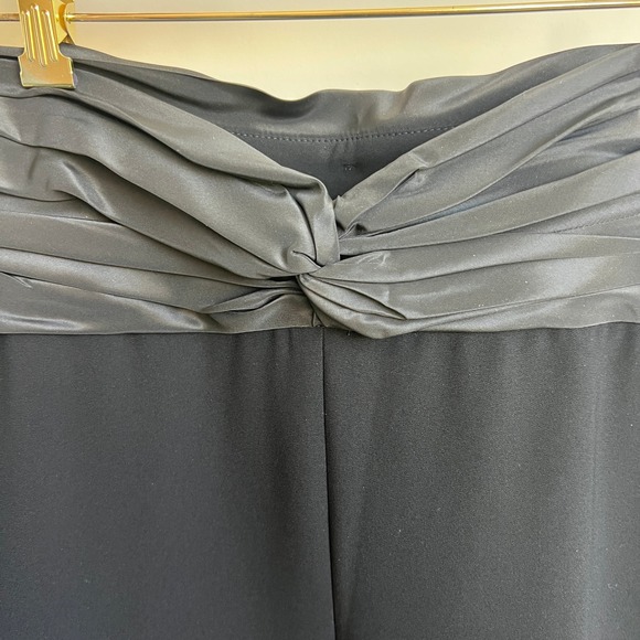 St John Couture Black Ruched Satin Waist Evening Trousers Dress Pants Wos 10 - Picture 8 of 10